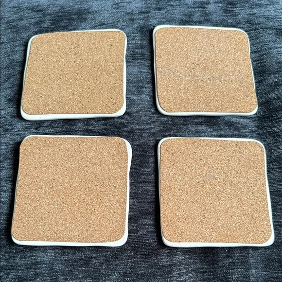 Rae Dunn White Ceramic Coasters with Pumpkin Text - Picture 3 of 3